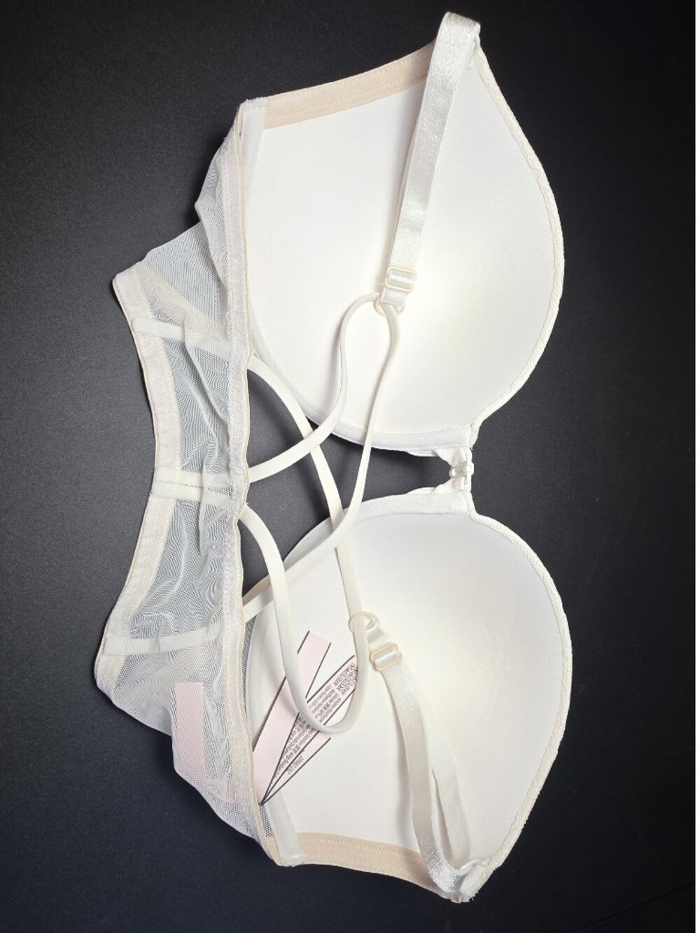 Victoria’s Secret White Lace Push Up Bra 36DD Strappy Back - Picture 7 of 8